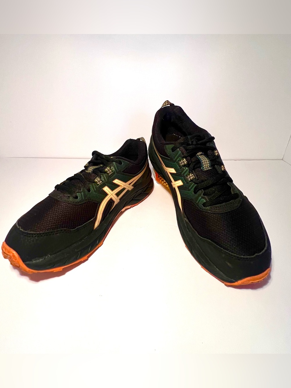 ASICS Black, Green & Orange  Athletic Trail Running Shoes